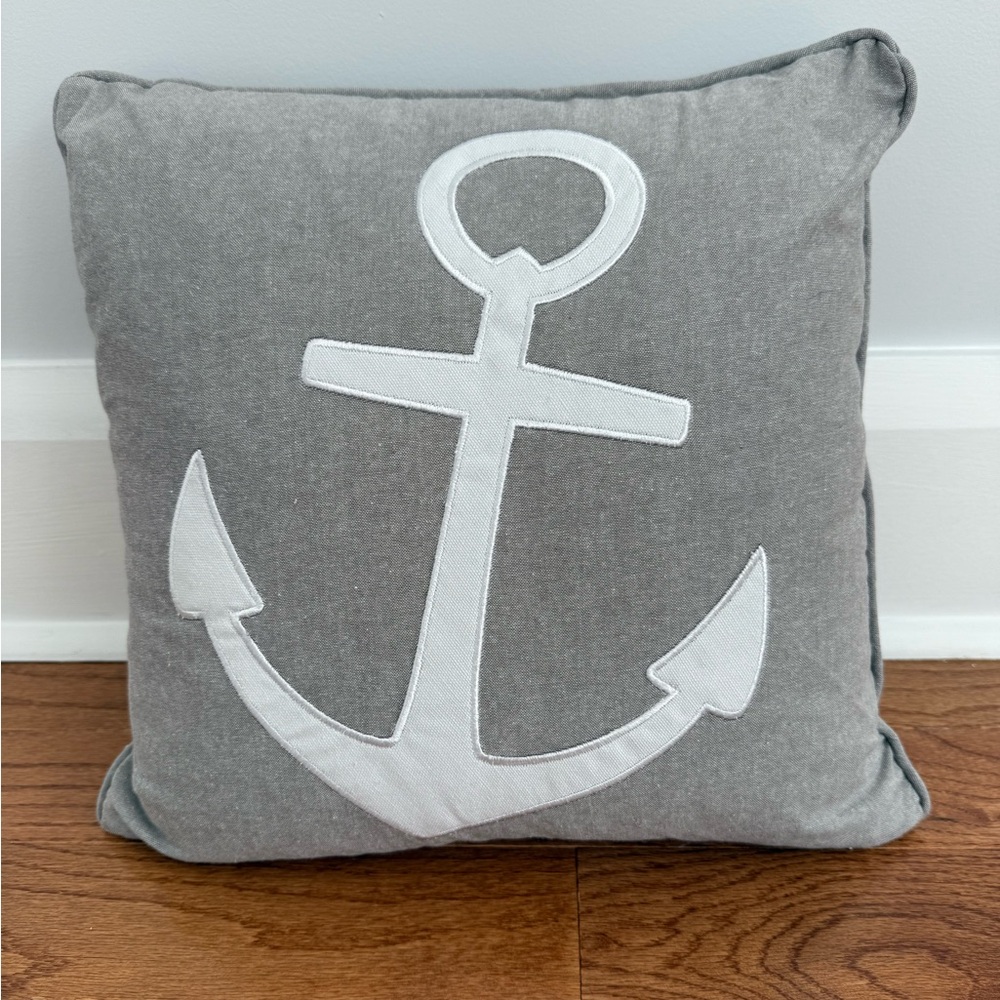 Gray Anchor Decorative Pillow